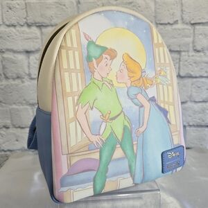 Loungefly Peter Pan Wendy and Tinkerbell Kiss Scene Disney Mini Backpack Bag New